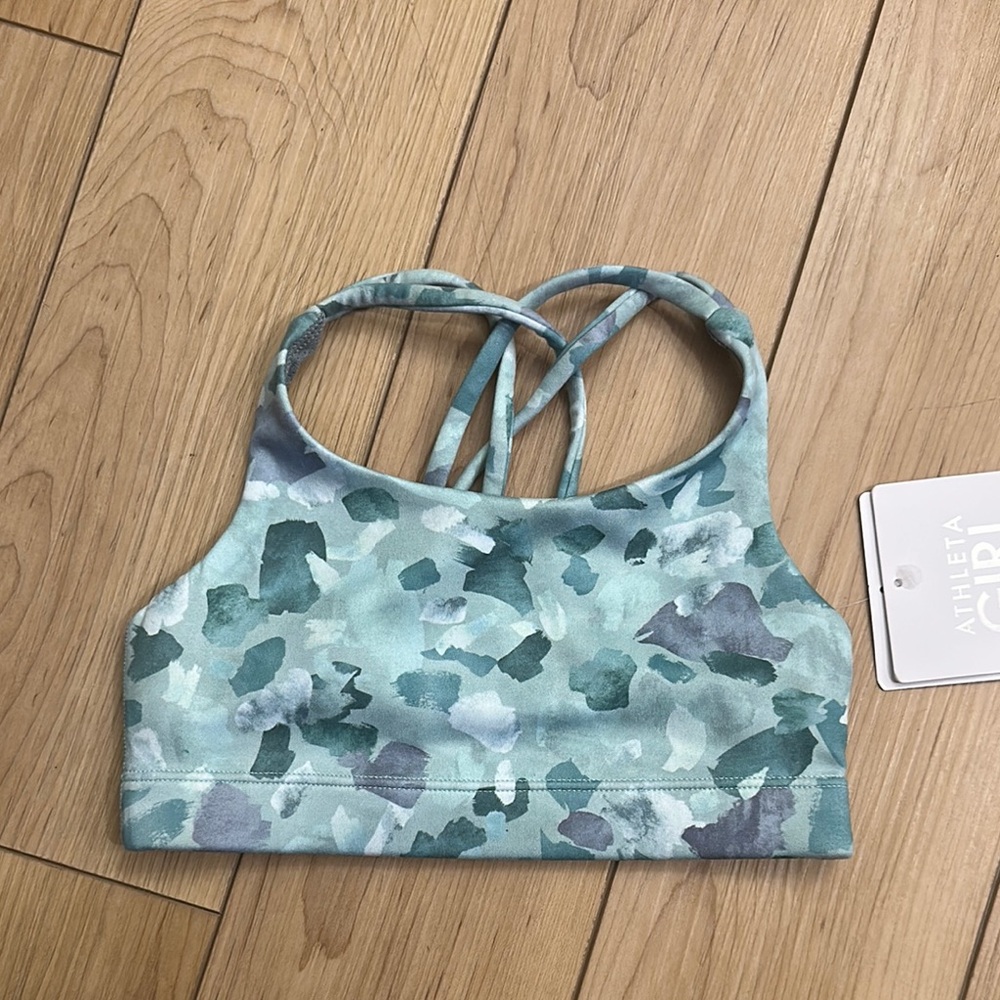 NWT Athleta Girl Printed Upbeat Sports Bra 2.0